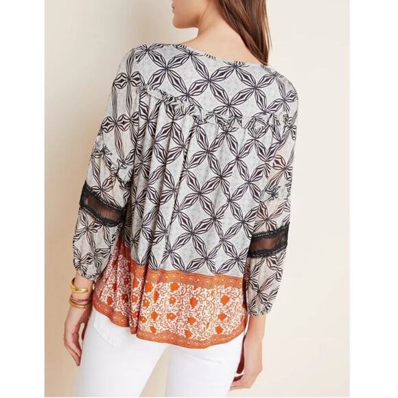 Anthropologie Embroidered Floral Semi Sheer Multicolor Blouse Small - Picture 4 of 15